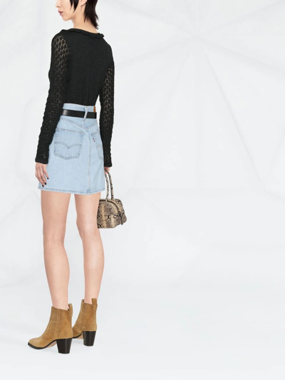 See By Chloé Scalloped Fine-knit Top In Black