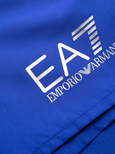 Shop Ea7 Logo-print Swim Shorts In Blue