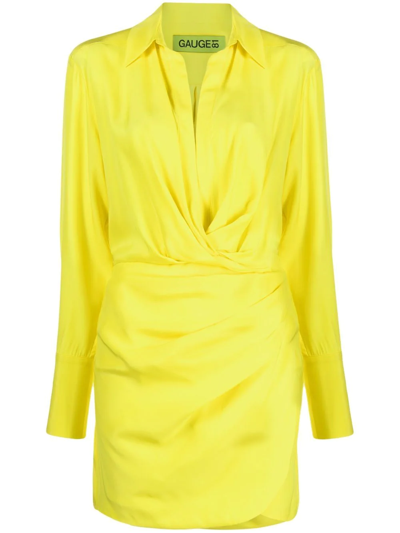 Shop Gauge81 Gathered-detail Shirt Dress In Yellow