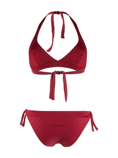 Shop Fisico Diamond Pattern Bikini In Red