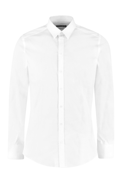 Shop Dolce & Gabbana Classic Italian Collar Cotton Shirt In White