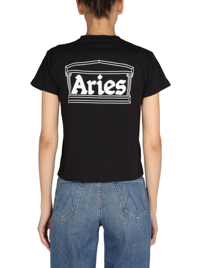 Shop Aries Shrunken T-shirt In Nero