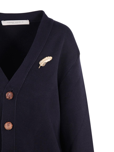 Shop Golden Goose V-neck Knit Cardigan In Dark Blue