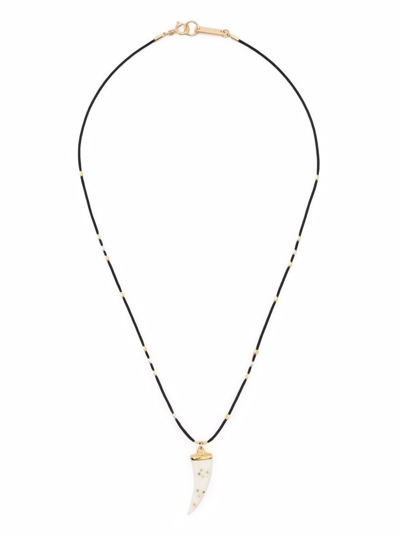 Shop Isabel Marant Womans Black Rope Necklace With Buffalo Horn Pendant In Beige