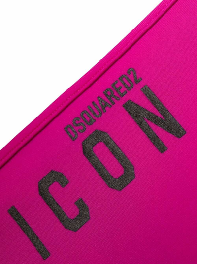 Shop Dsquared2 D-squared2 Womans Pink Nylon Bikini Bottoms With Icon Print