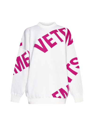 Shop Vetements Sweater In White Hot Pink
