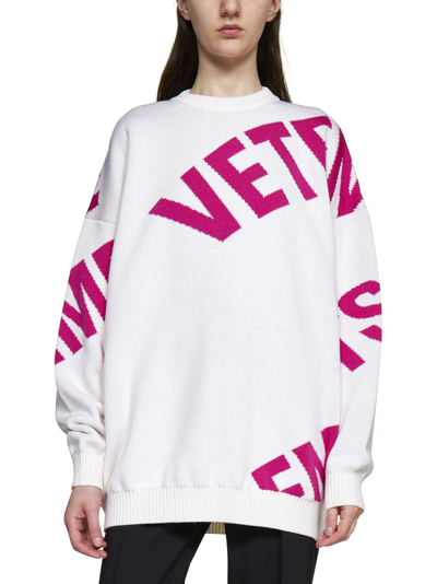 Shop Vetements Sweater In White Hot Pink
