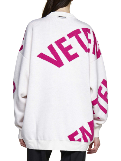 Shop Vetements Sweater In White Hot Pink