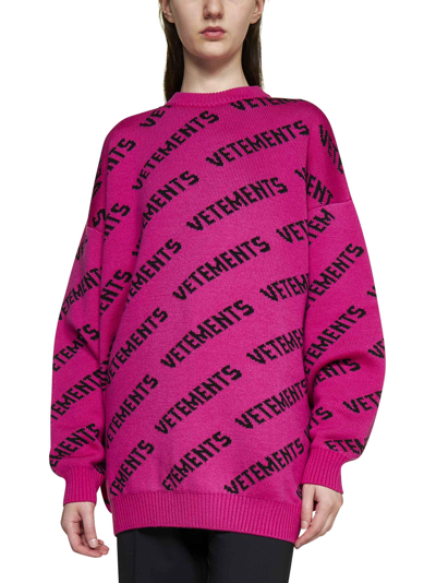Shop Vetements Sweater In Hot Pink Black