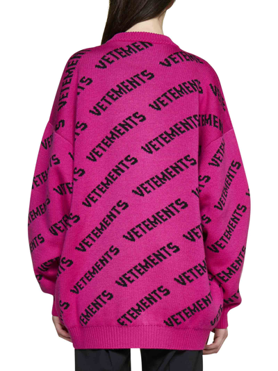 Vetements Monogram Knitted Wool Sweater In Fuchsia | ModeSens