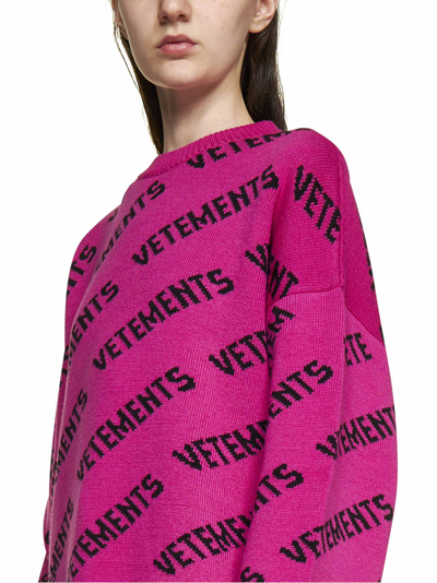 Shop Vetements Sweater In Hot Pink Black