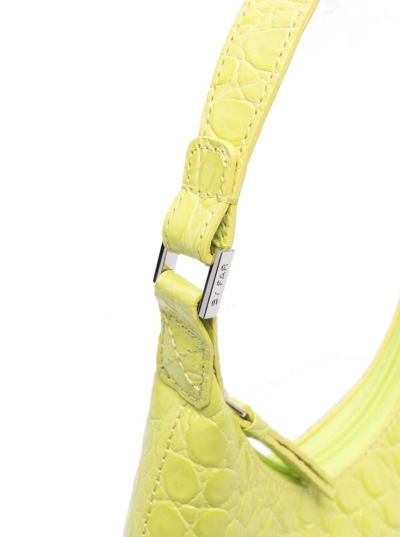 Shop By Far Womans Baby Amber Yellow Crocodile Printed Leather Handbag
