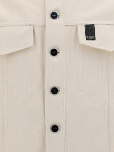 Shop Fendi Label Jacket In Bianco