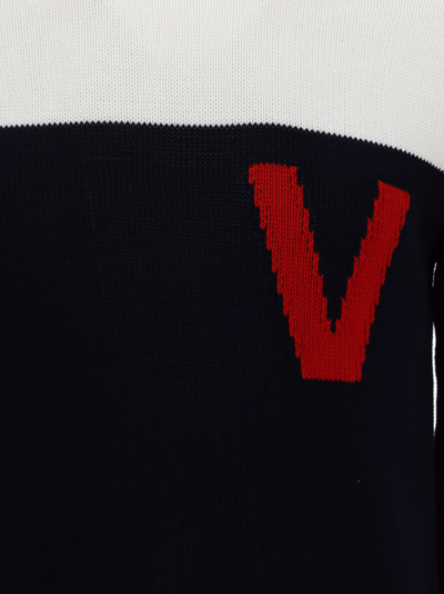 Shop Valentino Pullover In Navy/avorio/rosso