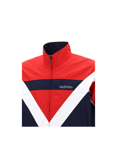 Valentino Men's Colorblock V-stripe Track Jacket In Bianco/navy/rosso |  ModeSens