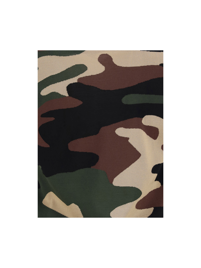 Dolce & Gabbana Silk Round-neck Sweater With Camouflage Intarsia In Multi