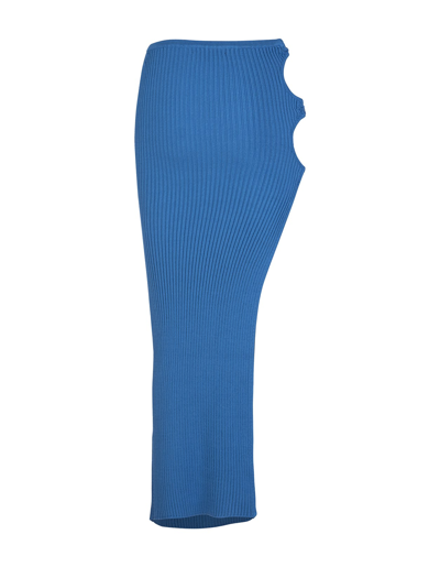 Shop Giuseppe Di Morabito Long Royal Blue Knit Skirt With Side Rings In Shocking Blue