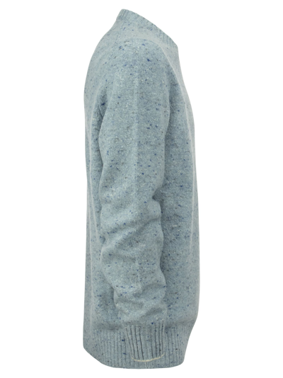 Shop Brunello Cucinelli Crew-neck Sweater In Wool And Cashmere Mix In Light Blue