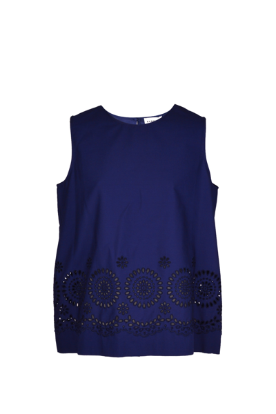 Shop P.a.r.o.s.h Blouse In Sangallo Cotton In Blue