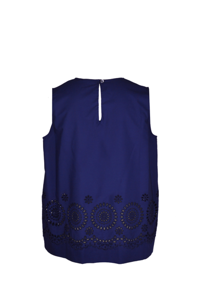 Shop P.a.r.o.s.h Blouse In Sangallo Cotton In Blue