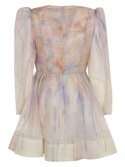 Shop Zimmermann Rhythmic Knot Mini Dress In Abstract Rainbow