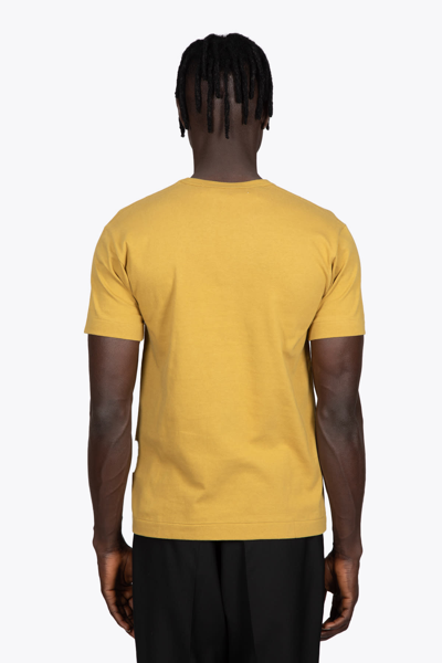 Shop Comme Des Garçons Play Mens T-shirt Knit Mustard Yellow Cotton T-shirt With Small Heart Patch In Oliva