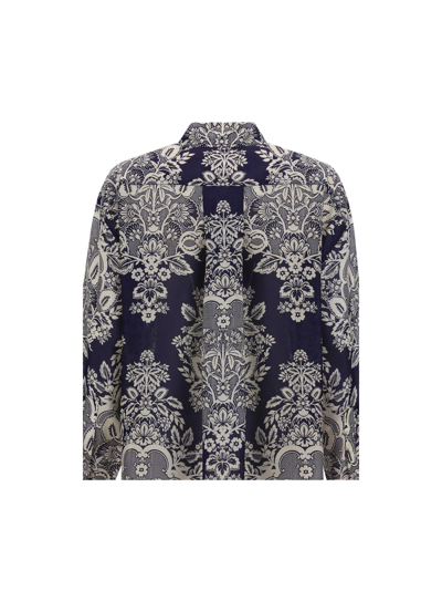 Shop Zimmermann Pattie Relaxed Shirt In Navy Baroque Floral