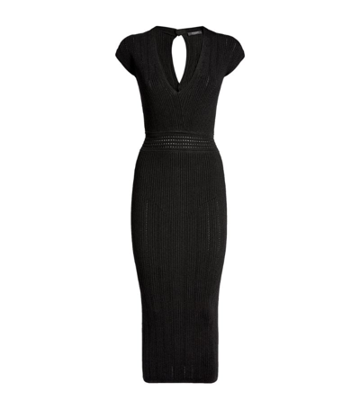 Shop Balmain Knit Midi Dress In Black