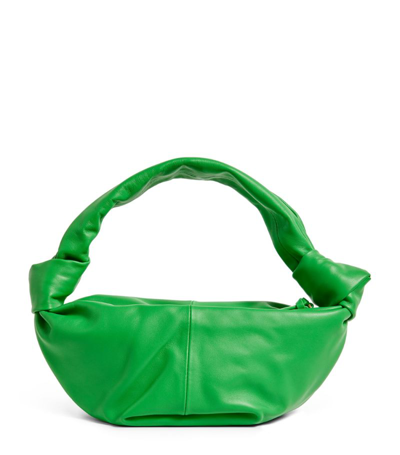 Shop Bottega Veneta Small Leather Double Knot Bag In Green