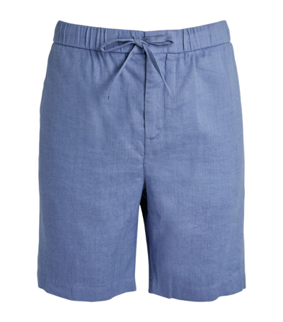 Shop Frescobol Carioca Linen-cotton Felipe Shorts In Blue