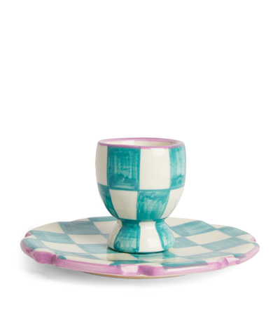 Shop Vaisselle Eggcellent Egg Cup And Plate (19cm) In Blue