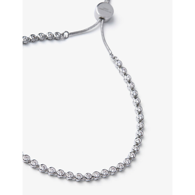 Shop The White Company Women's Platinum Crystal-encrusted Platinum-plated Friendship Bracelet