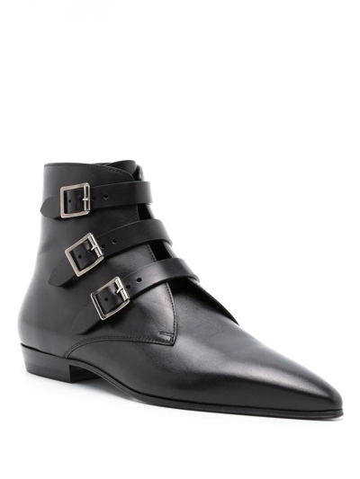 Saint Laurent Black Gothic Manito Boots For Men In Black