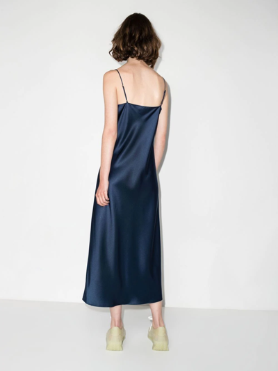 Shop Polo Ralph Lauren V-neck Slip Midi Dress In Blue