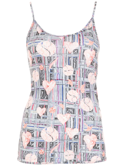 Shop Amir Slama Graphic Heart-print Tank Top In Multicolour