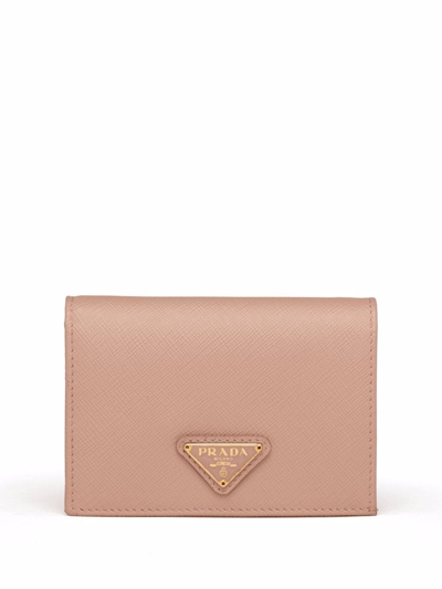 Shop Prada Logo-plaque Small Wallet In Pink