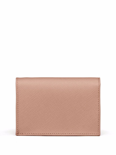 Prada Womens Pink Logo-plaque Small Leather Wallet In Pink