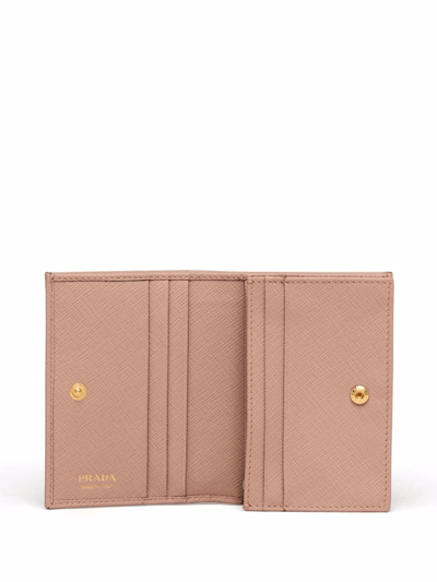 Prada Womens Pink Logo-plaque Small Leather Wallet In Pink