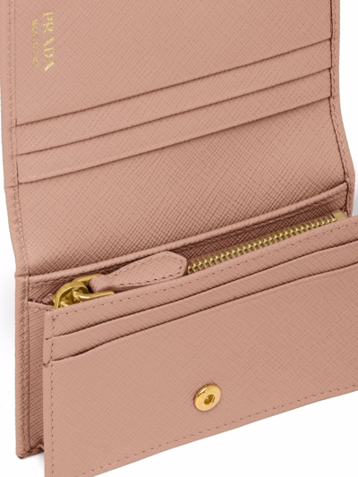 Prada Womens Pink Logo-plaque Small Leather Wallet In Pink
