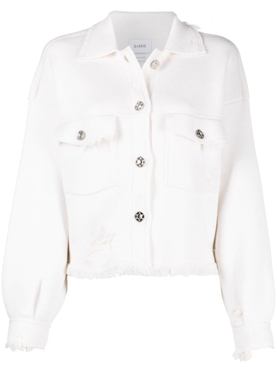 Shop Barrie Fringed Denim Jacket In White