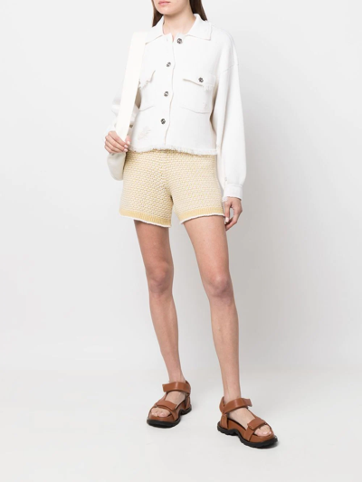 Barrie Fringed Denim Jacket In White