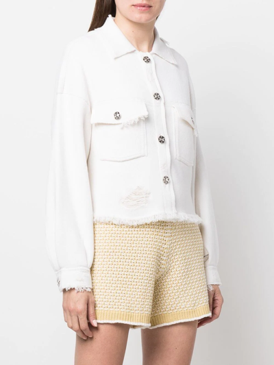 Barrie Fringed Denim Jacket In White