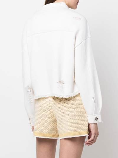 Barrie Fringed Denim Jacket In White