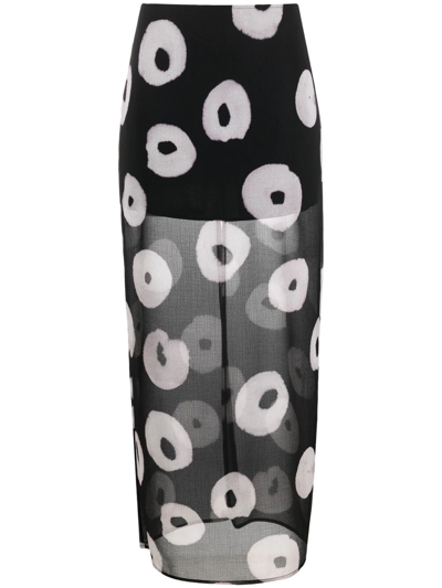 Shop Nina Ricci Semi Sheer Printed Skirt In Black