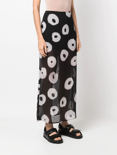Shop Nina Ricci Semi Sheer Printed Skirt In Black