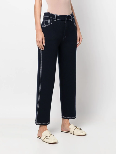 Barrie Contrast Stitch Straight-leg Pants In Blue