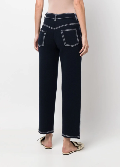 Shop Barrie High-rise Straight-leg Trousers In Blue