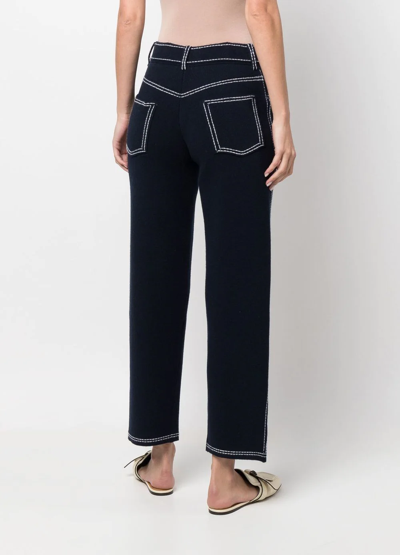 Barrie Contrast Stitch Straight-leg Pants In Blue