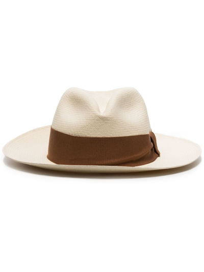 Shop Frescobol Carioca Rafael Ribbon-detail Fedora In Neutrals