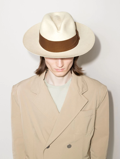 Shop Frescobol Carioca Rafael Ribbon-detail Fedora In Neutrals